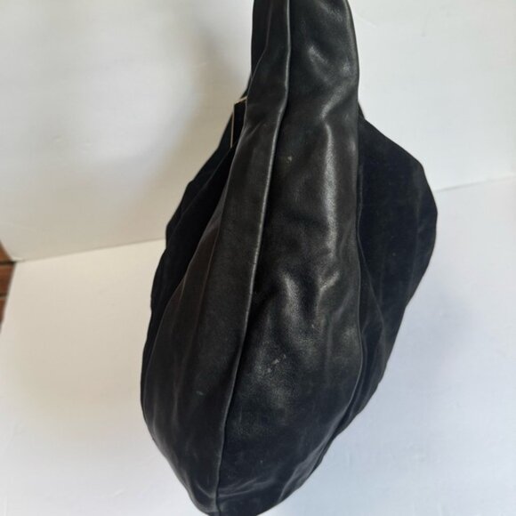 FURLA Suede Leather Large Hobo Shoulder Bag Oversized Boho Gold Hardware Ring - Picture 8 of 16